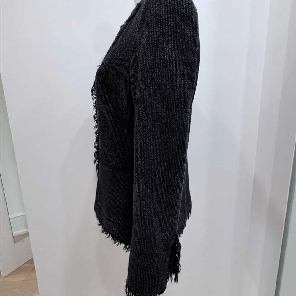 Rare Vintage CHANEL Fringe Trim Knit Jacket Karl Lagerfeld Era - Sz FR 38 -